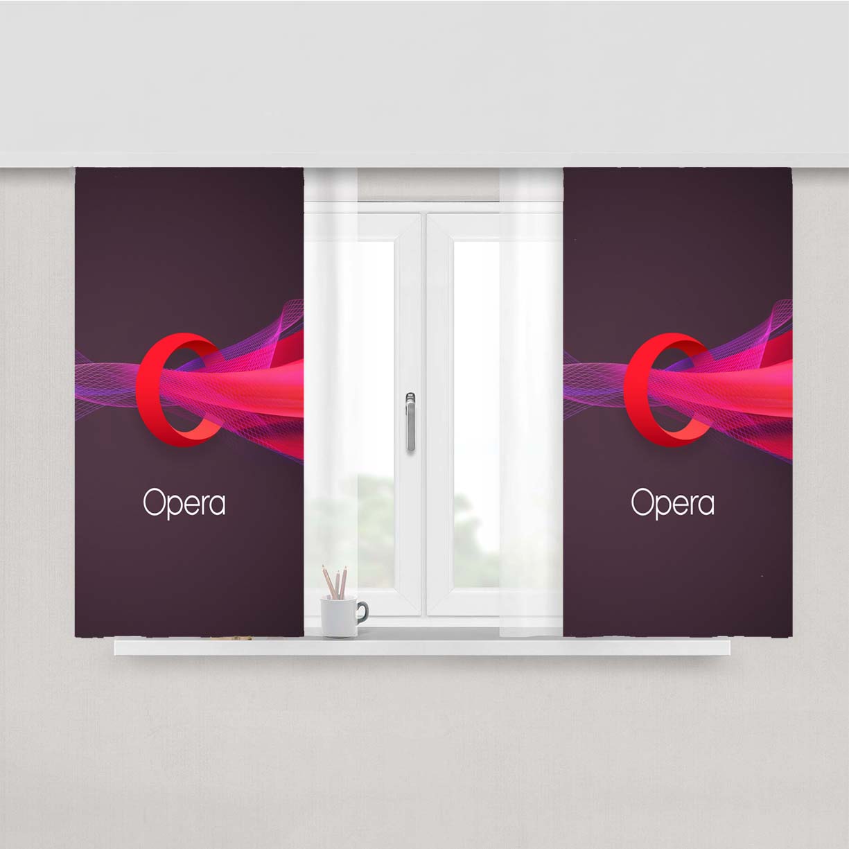 Opera New Brand Logo Peach Skin Window Curtains