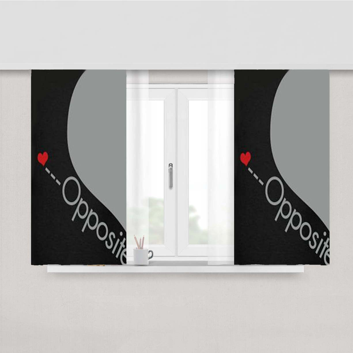 Opposites Attract Left Side Peach Skin Window Curtains