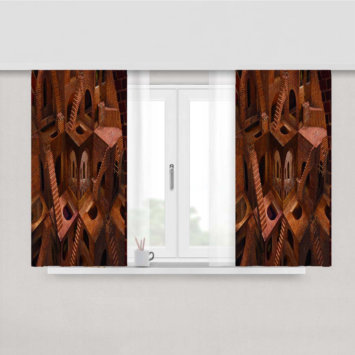Optical Illusion Peach Skin Window Curtains