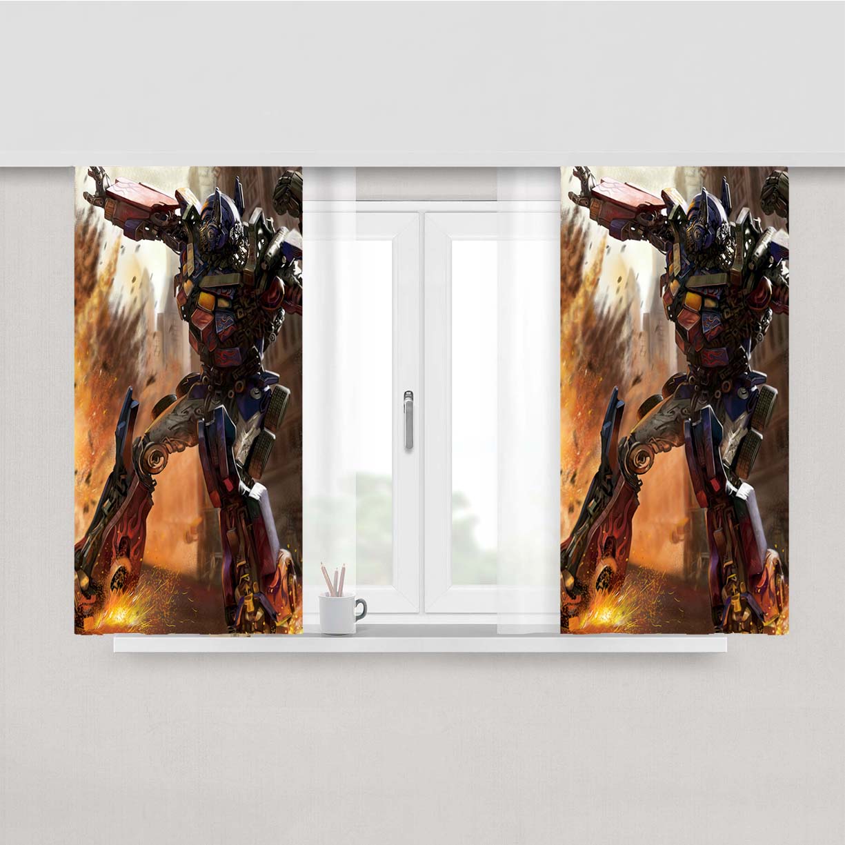 Optimus Prime Strike Peach Skin Window Curtains