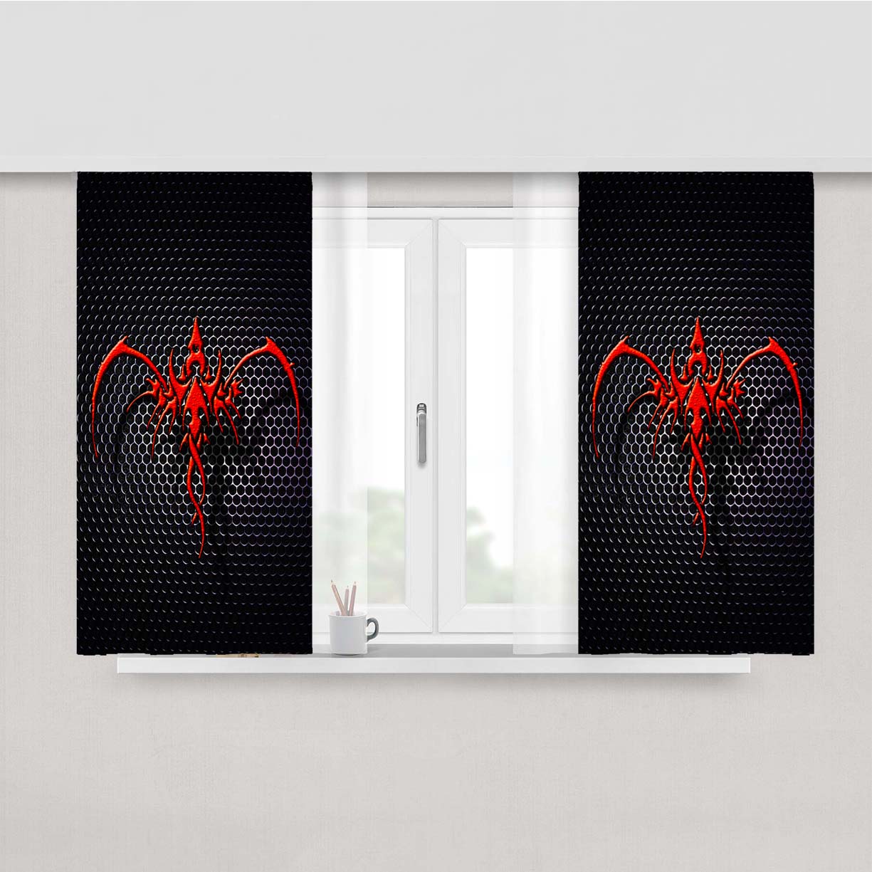 Orange Dragon Logo Peach Skin Window Curtains