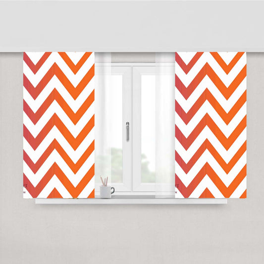 Orange Ombre Big Chevron Peach Skin Window Curtains