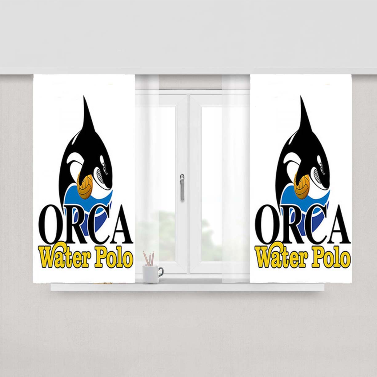 Orca Water Polo Peach Skin Window Curtains