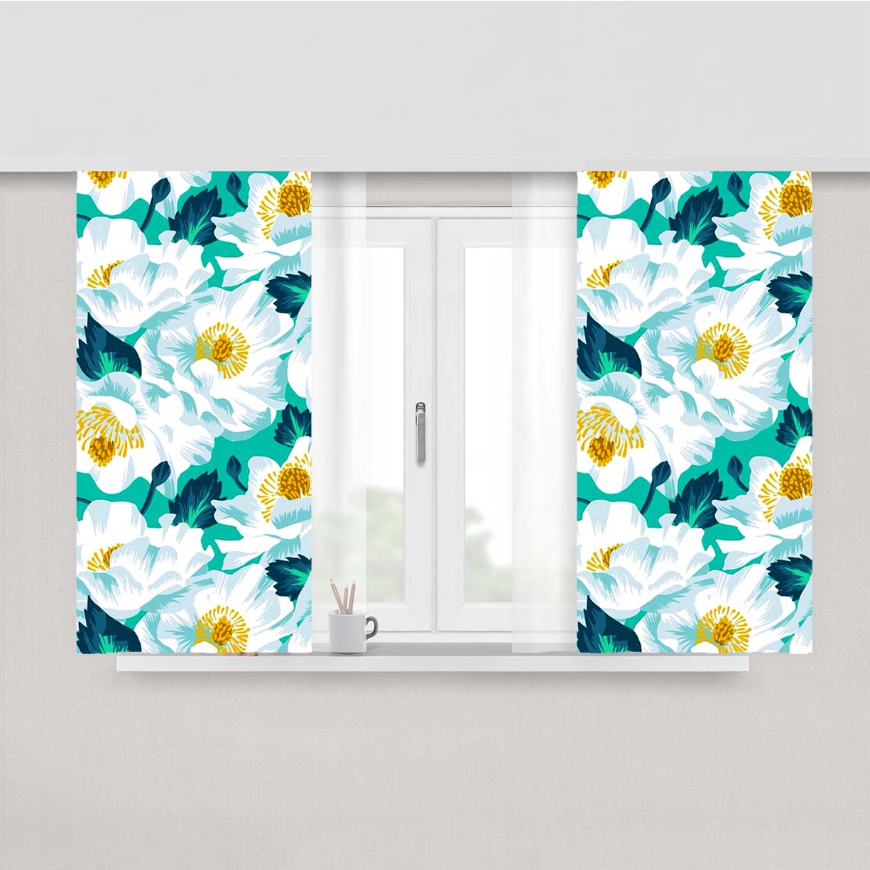 Orchid Flower White Peach Skin Window Curtains