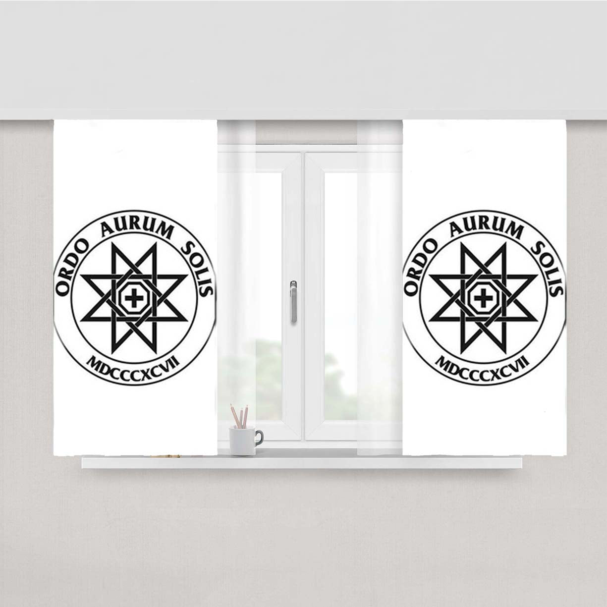 Ordo Aurum Solis Logo Peach Skin Window Curtains