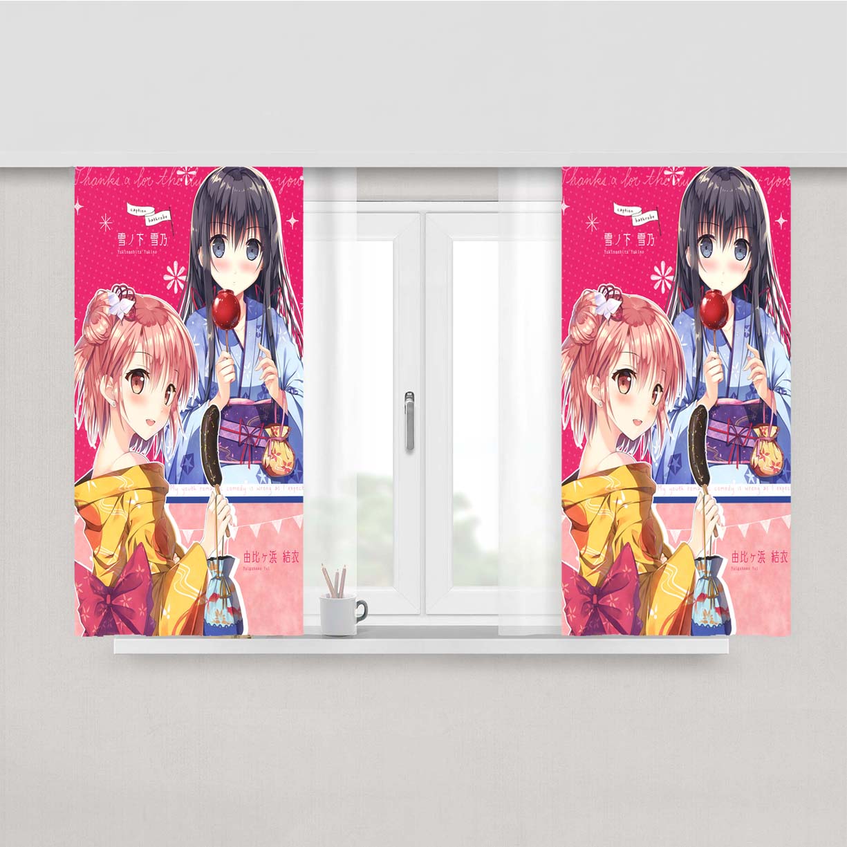 Oregairu Yui Yuigahama Yukino Yukinoshita Peach Skin Window Curtains