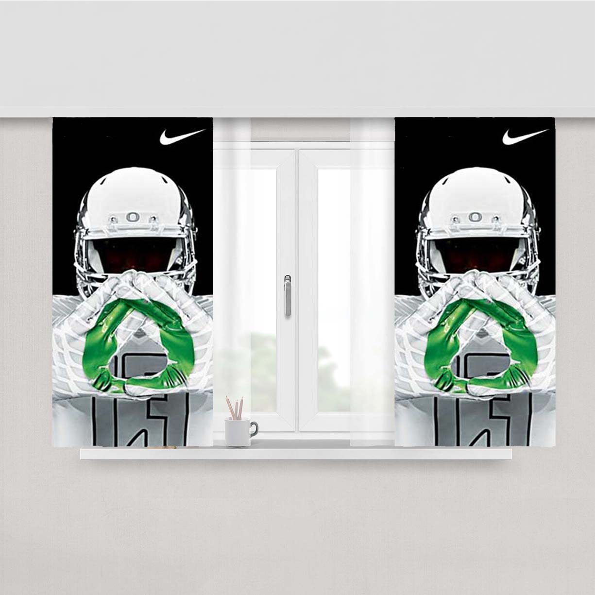 Oregon Ducks Gloves Green Peach Skin Window Curtains