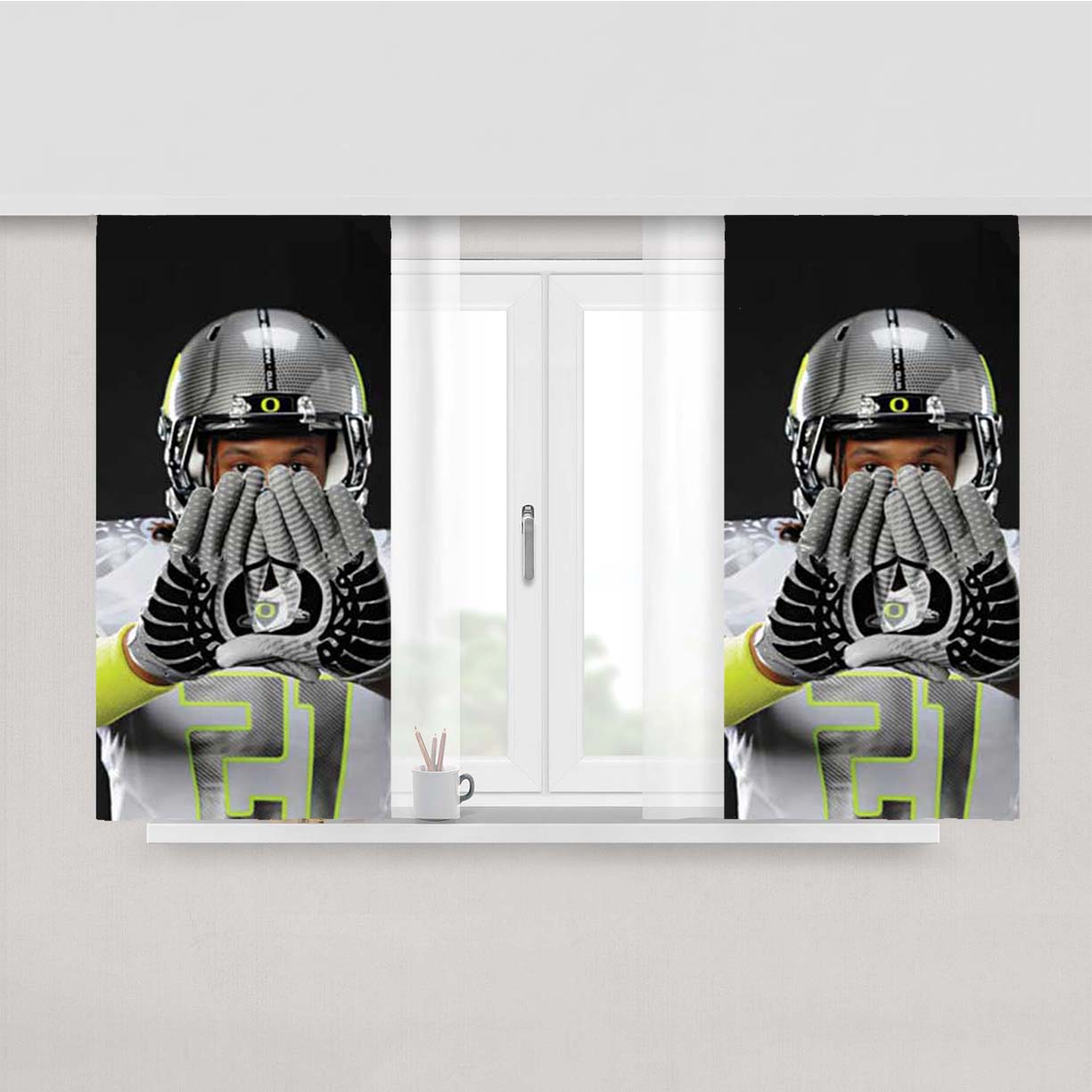 Oregon Ducks Gloves Grey Peach Skin Window Curtains