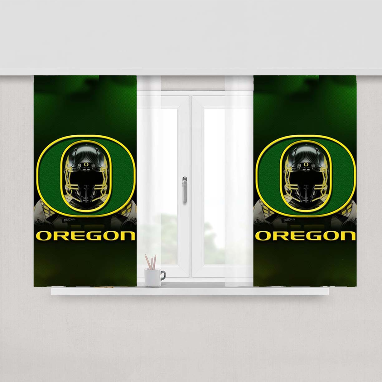 Oregon Ducks Green Peach Skin Window Curtains