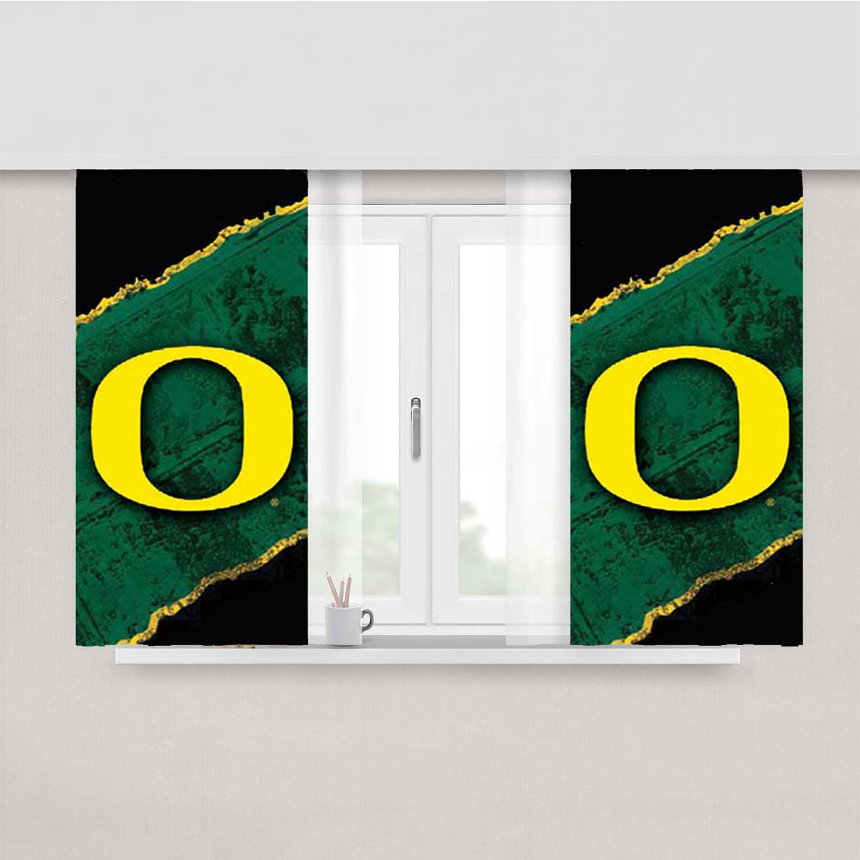 Oregon Ducks Green Strip Peach Skin Window Curtains