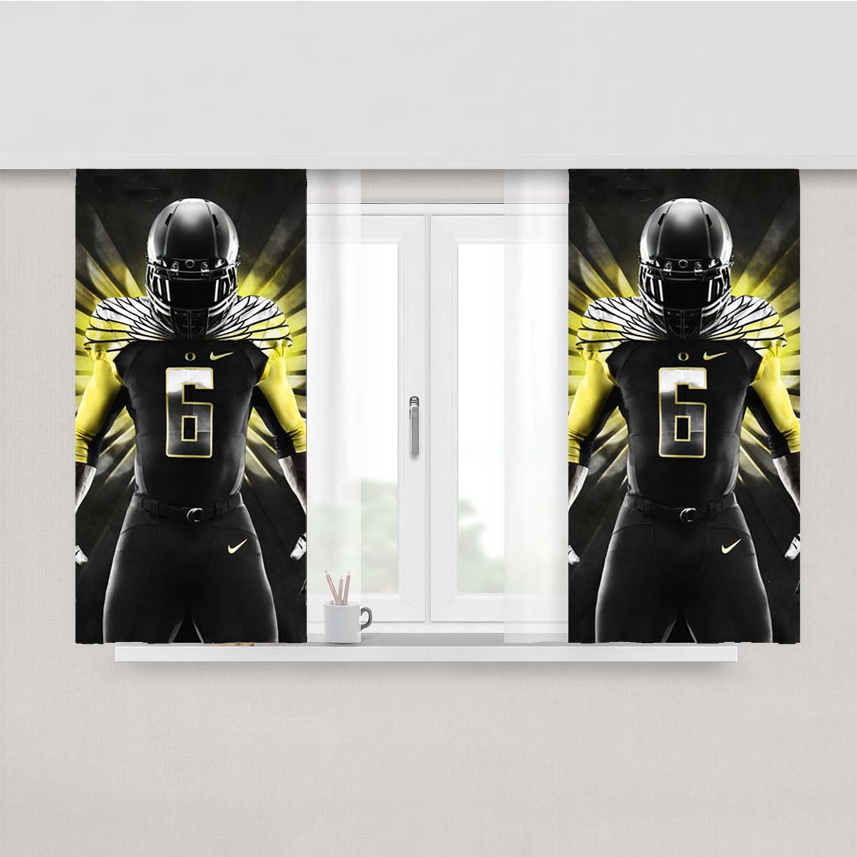 Oregon Ducks Player Peach Skin Window Curtains