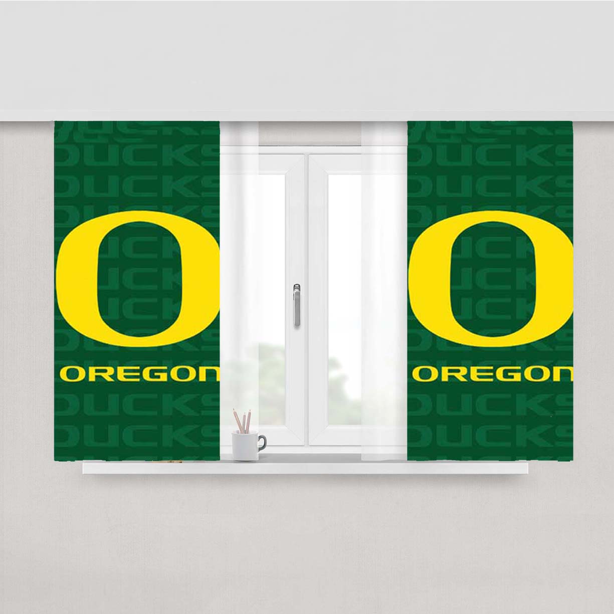 Oregon Ducks Repeat Peach Skin Window Curtains