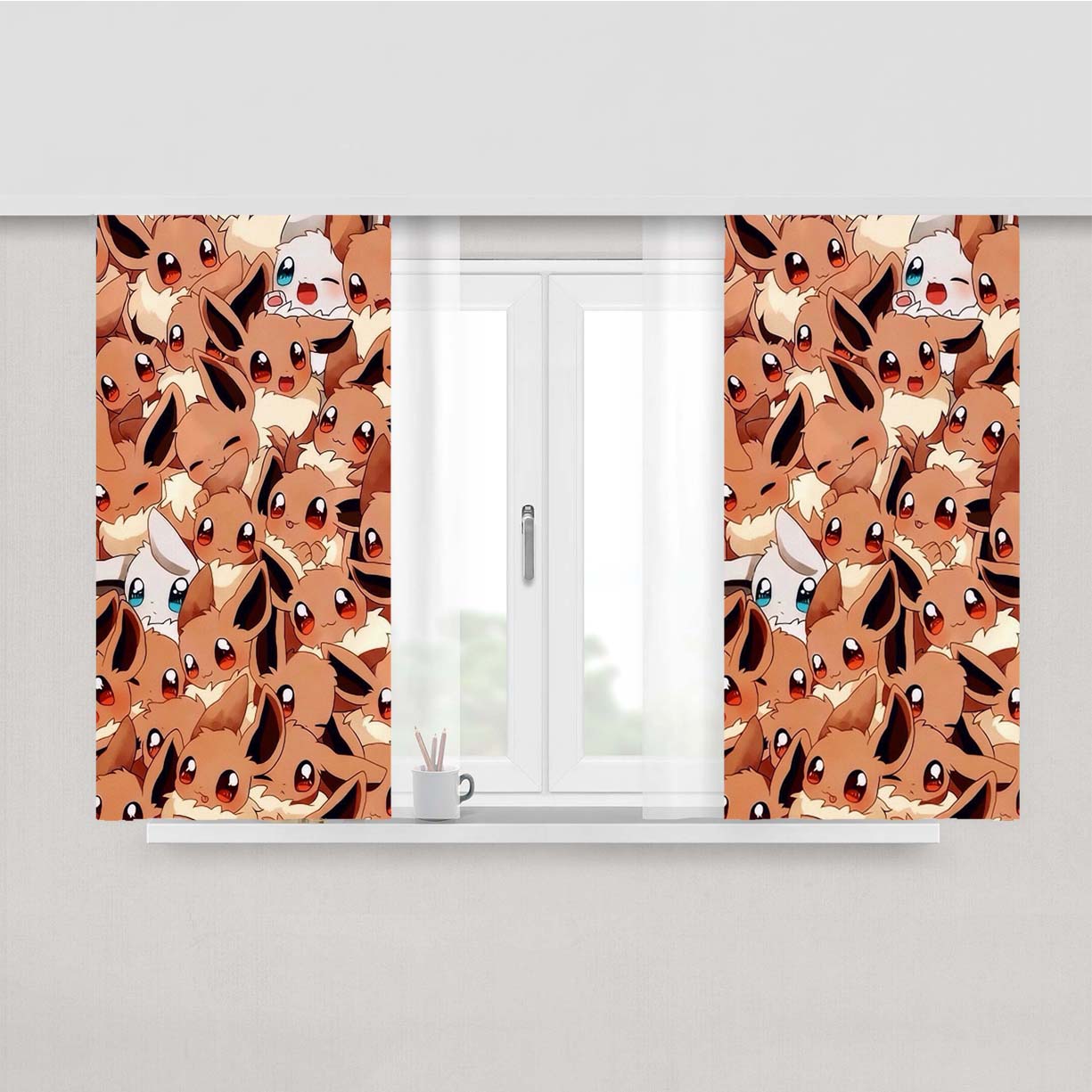 Original First Eevee Pokemon Peach Skin Window Curtains