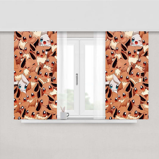 Original First Eevee Pokemon Peach Skin Window Curtains