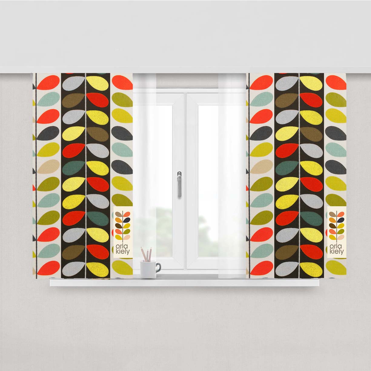 Orla Kiely Multi Stem Monogram Peach Skin Window Curtains
