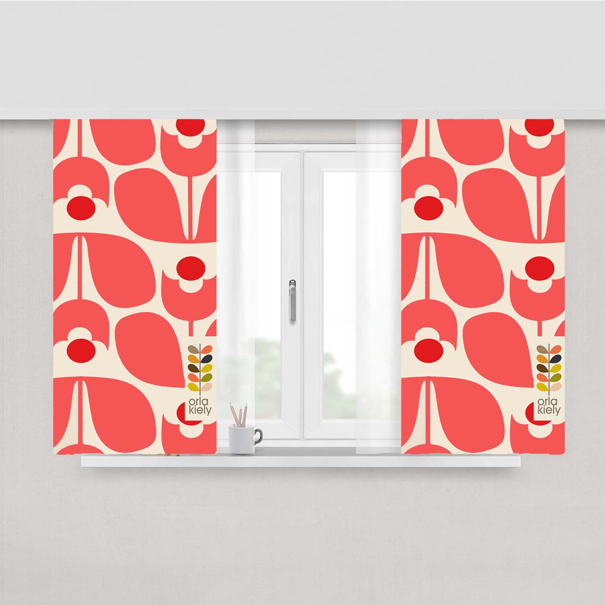 Orla Kiely Wall Flower Peach Skin Window Curtains