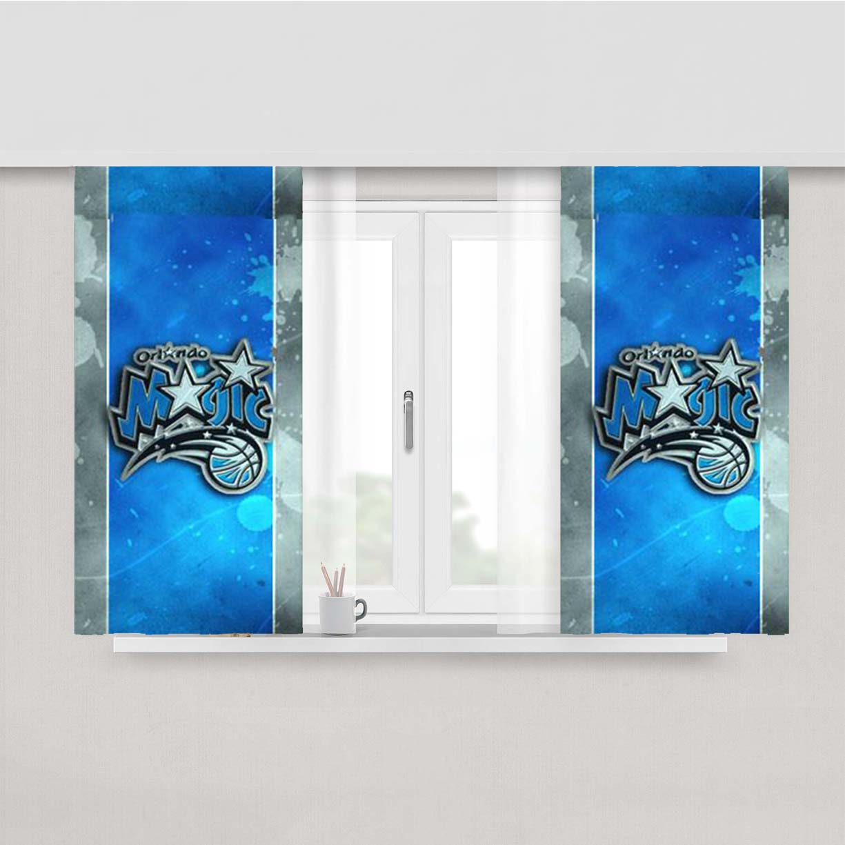 Orlando Magic Basketball Splatter Peach Skin Window Curtains