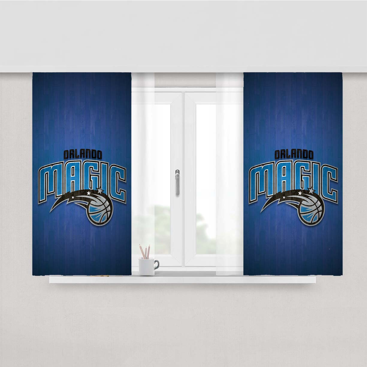 Orlando Magic Logo Peach Skin Window Curtains