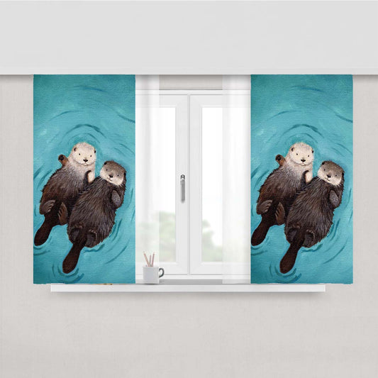 Otter Romantic Swim Peach Skin Window Curtains