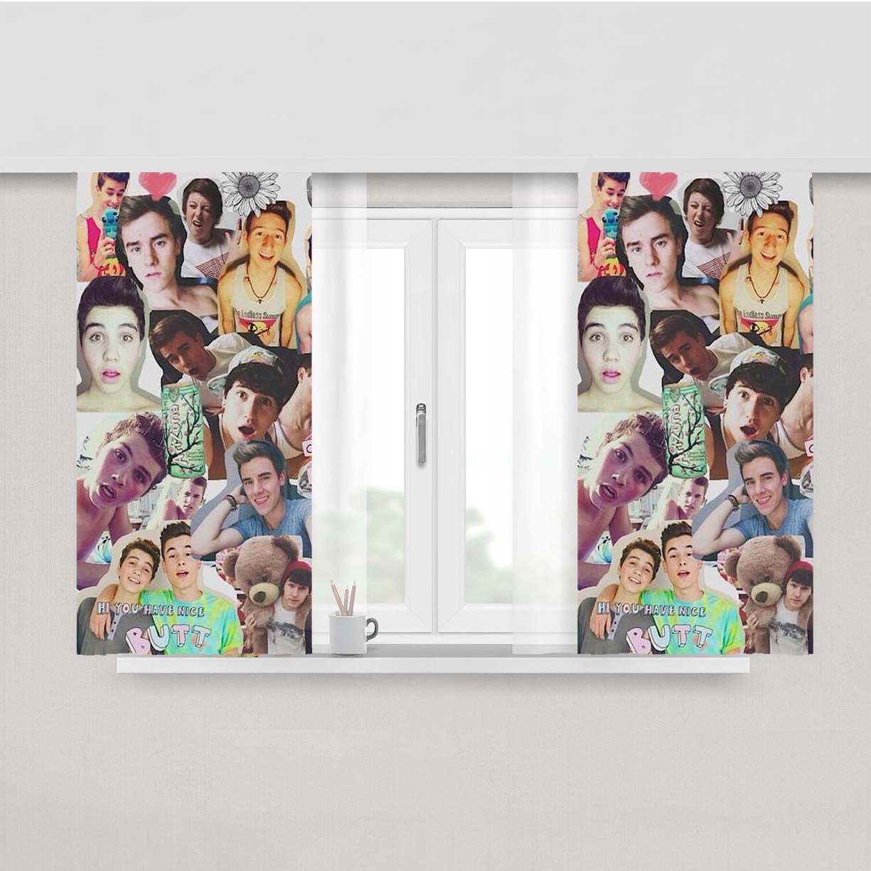 Our Second Life Collage Peach Skin Window Curtains
