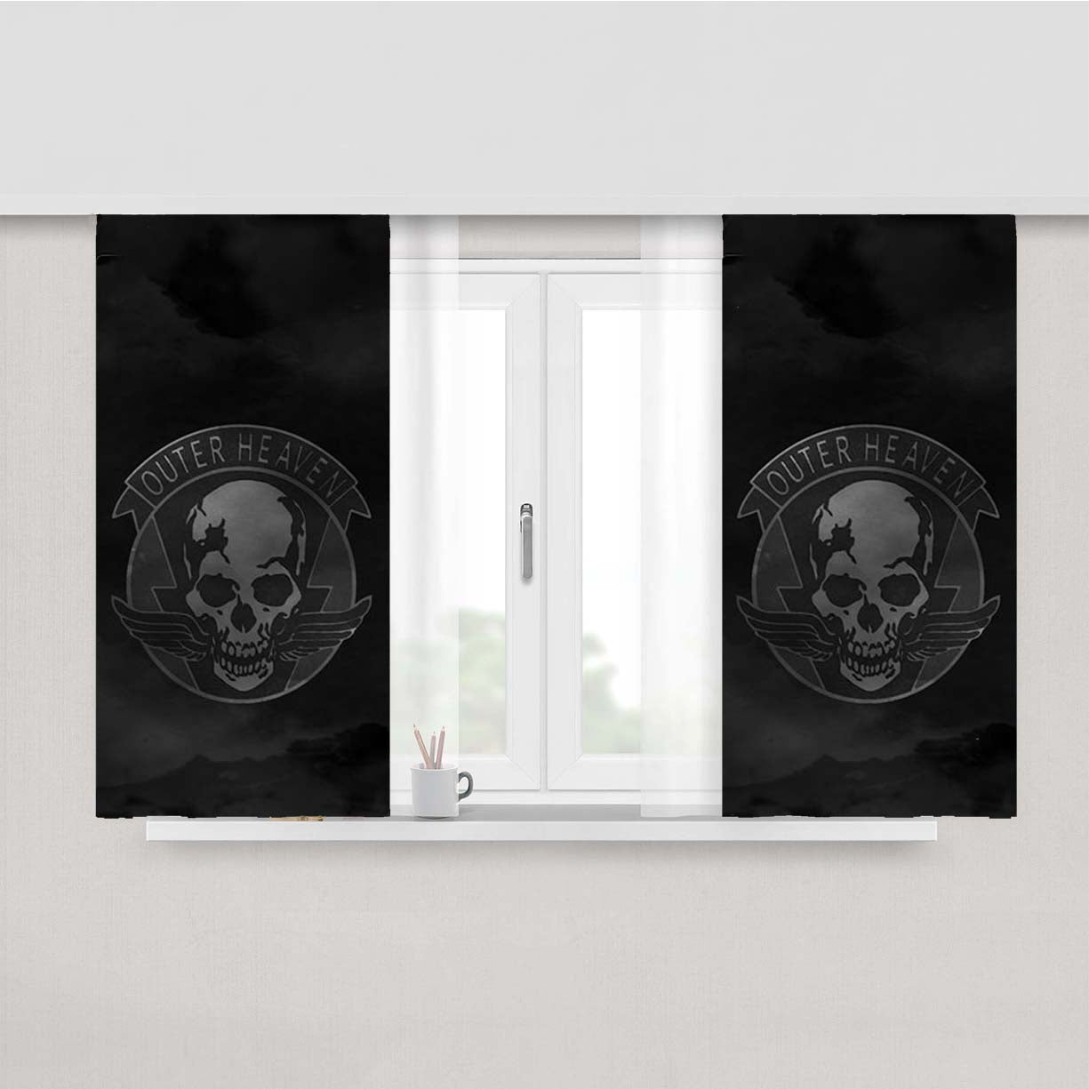 Outer Heaven Logo Peach Skin Window Curtains