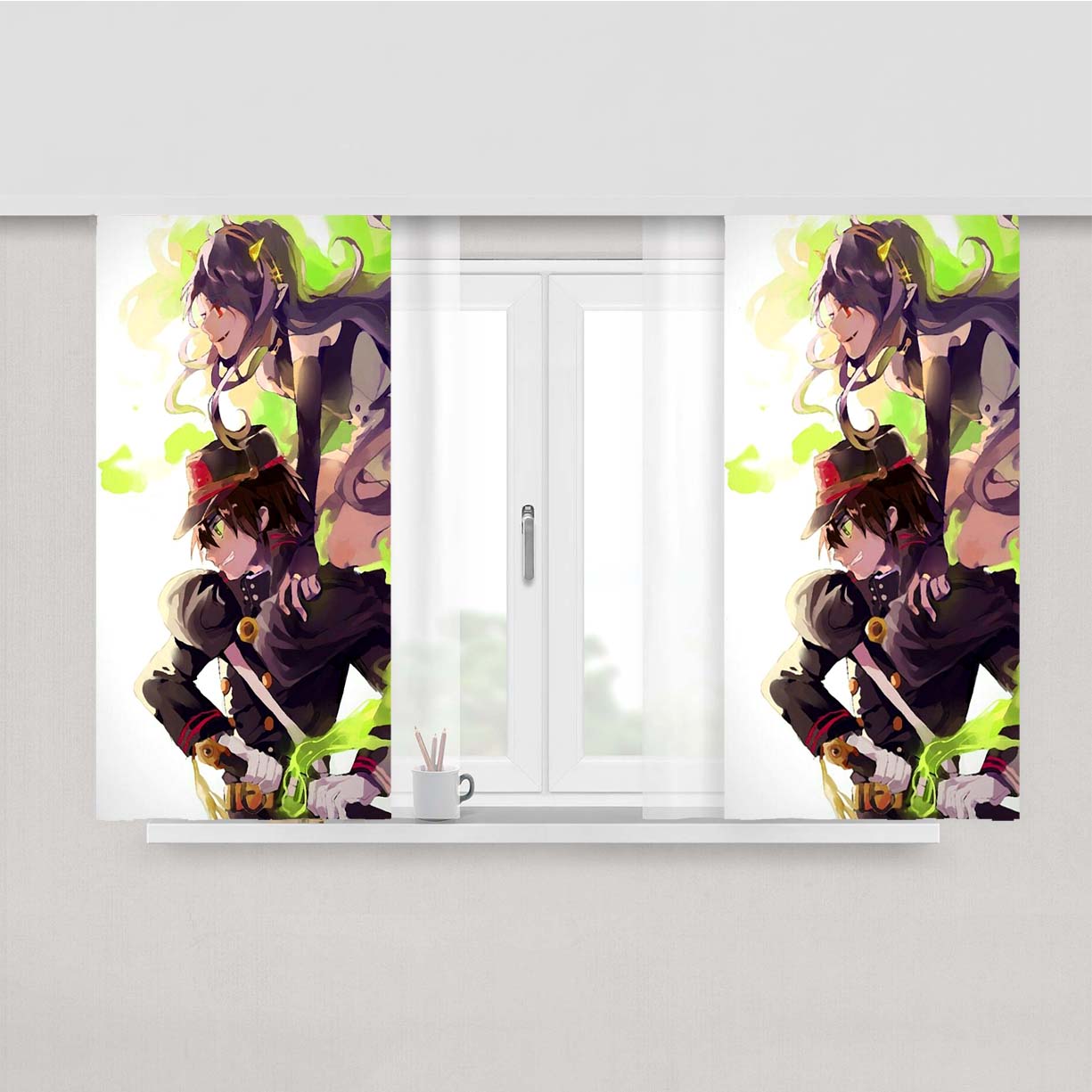 Owari No Seraph Of The End Fanart Asura Yui Peach Skin Window Curtains