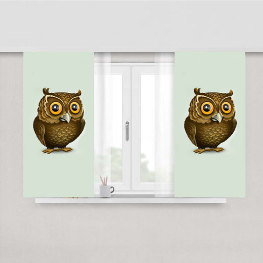 Owl Art Minimalism Vector Peach Skin Window Curtains
