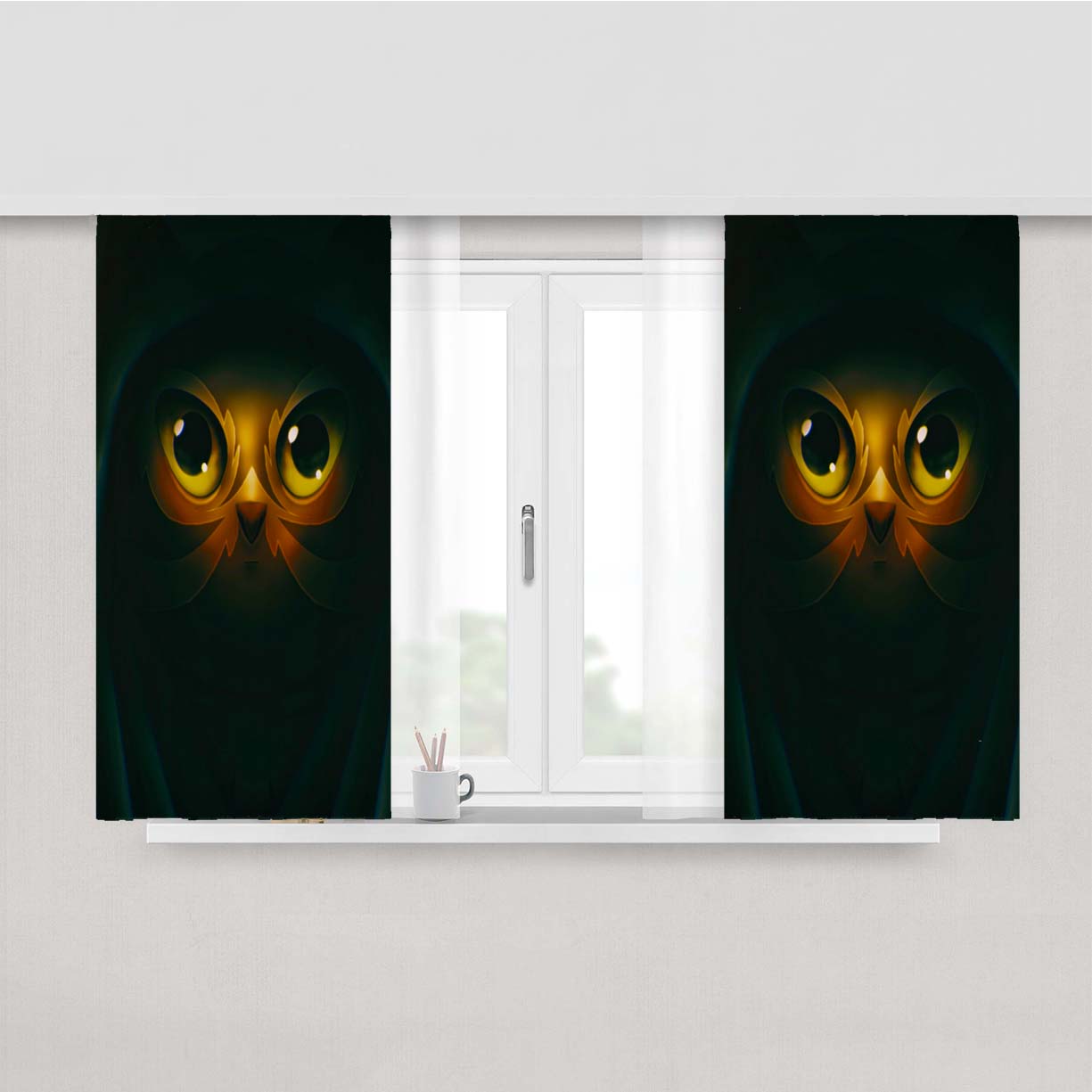 Owl Monk Peach Skin Window Curtains