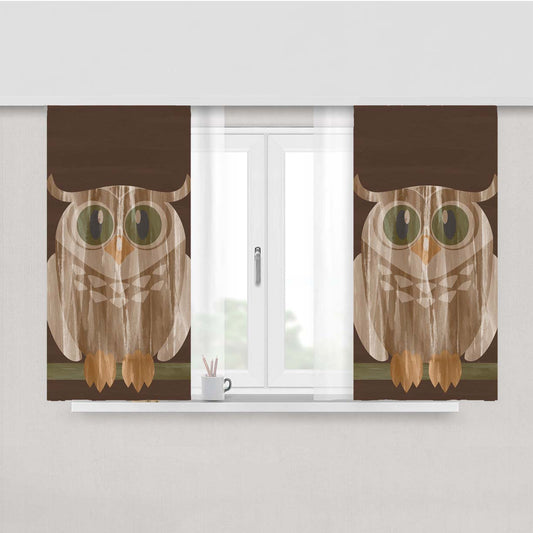 Owl Of Wood Peach Skin Window Curtains