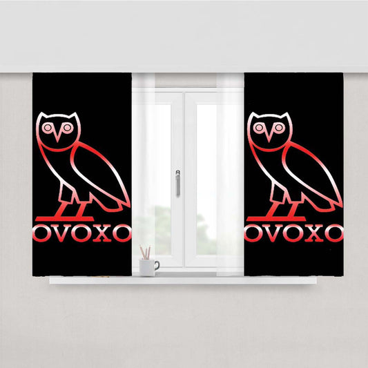 Owl Ovoxo Red Gradient Peach Skin Window Curtains