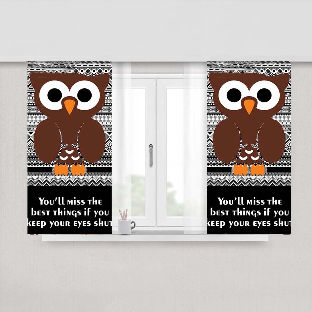 Owl Quotes Peach Skin Window Curtains