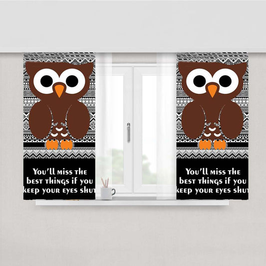 Owl Quotes Peach Skin Window Curtains