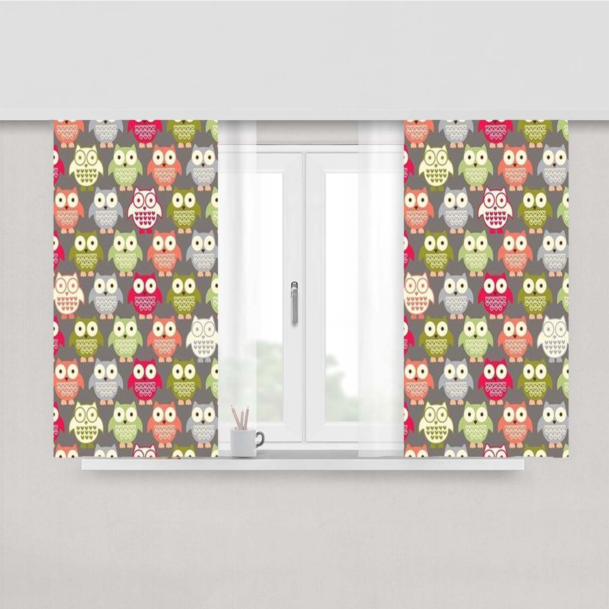 Owls Peach Skin Window Curtains