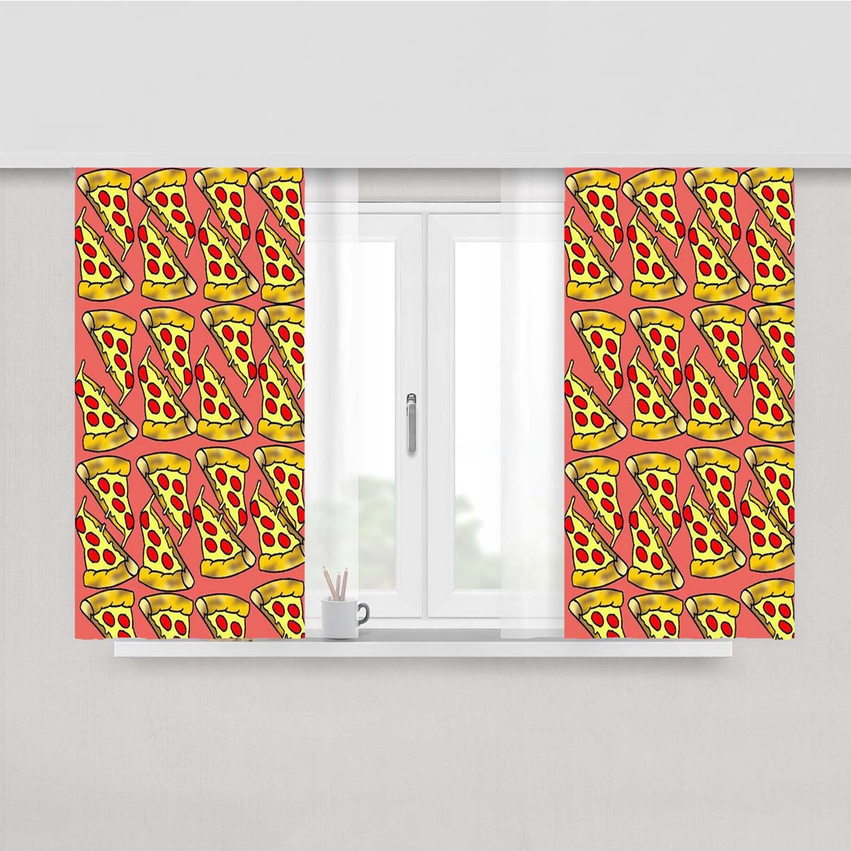 P I Z Z A Peach Skin Window Curtains