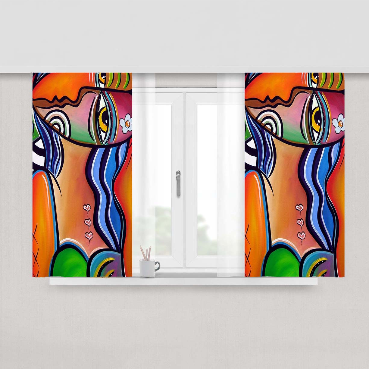 Pablo Picasso Painting Art Peach Skin Window Curtains