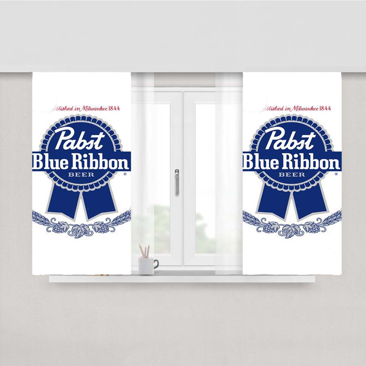 Pabst Blue Ribbon Beer Peach Skin Window Curtains