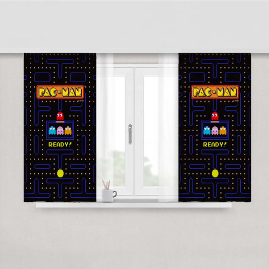 Pacman Ready To Play Gameplay Peach Skin Window Curtains