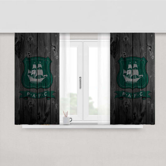 Pafc Plymouth Argyle Fc Soccer Logo Dark Wood Peach Skin Window Curtains