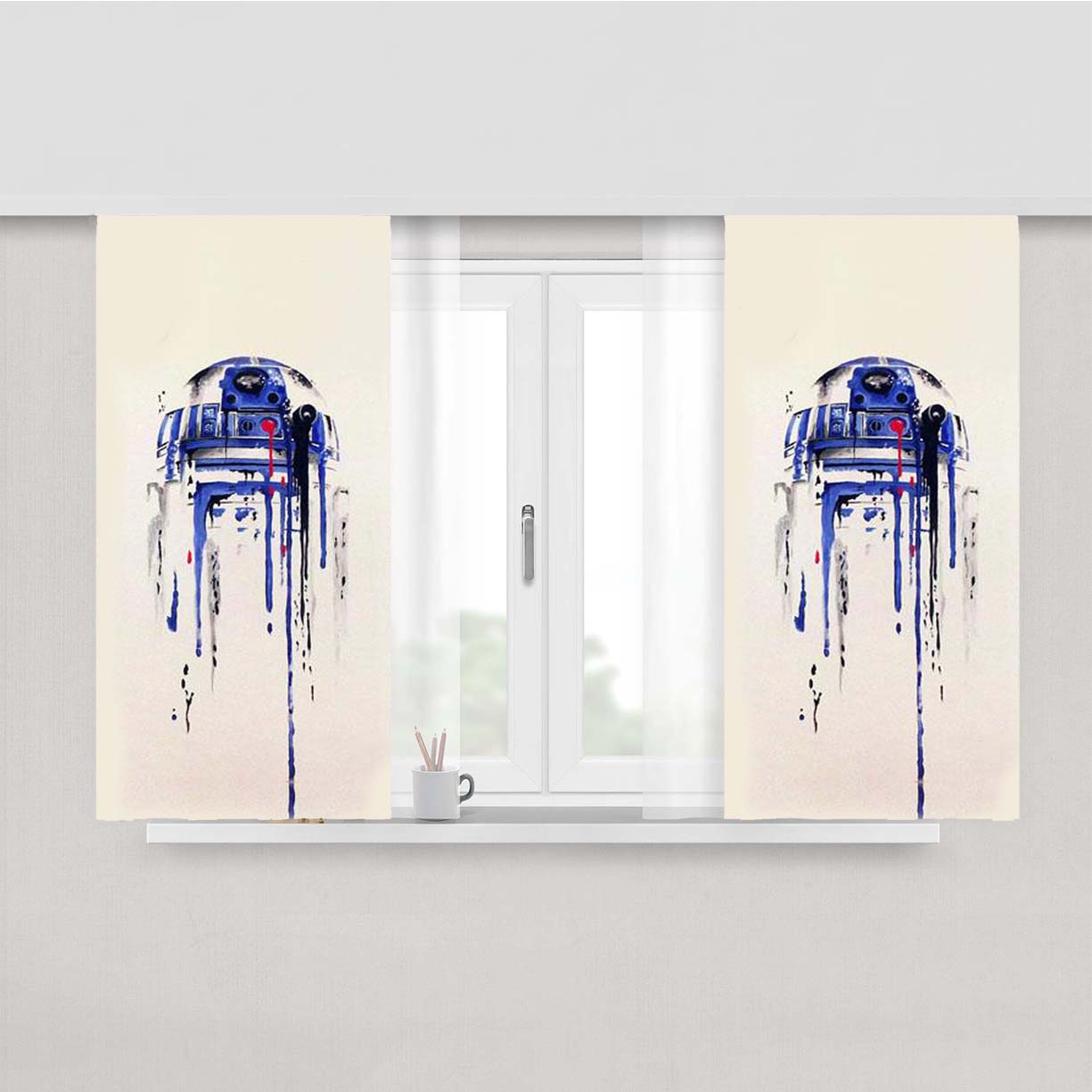 Painting Starwars Art Illustration Peach Skin Window Curtains