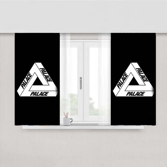 Palace Logo Black And White Peach Skin Window Curtains