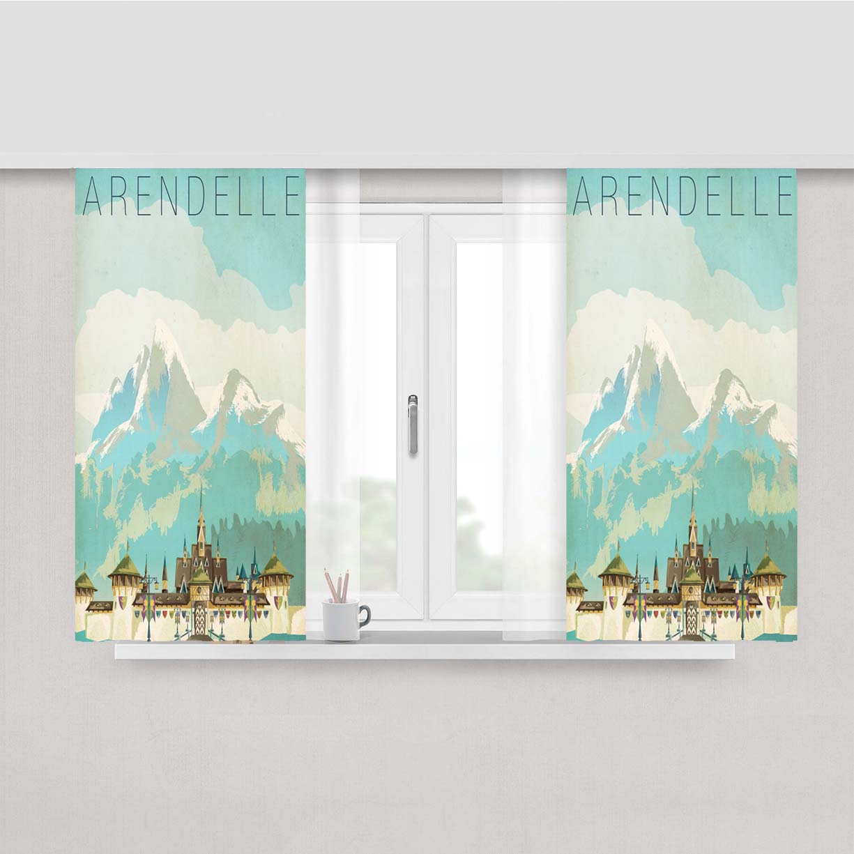 Palace Snow Land Cartoon Movie Peach Skin Window Curtains