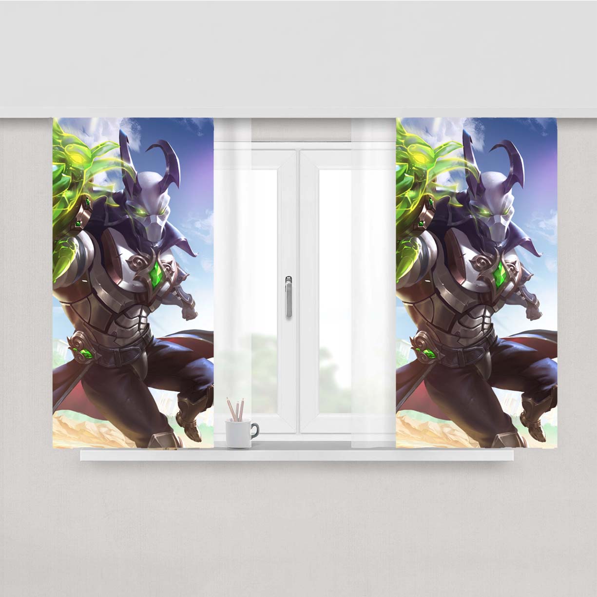 Paladins Androxus Peach Skin Window Curtains
