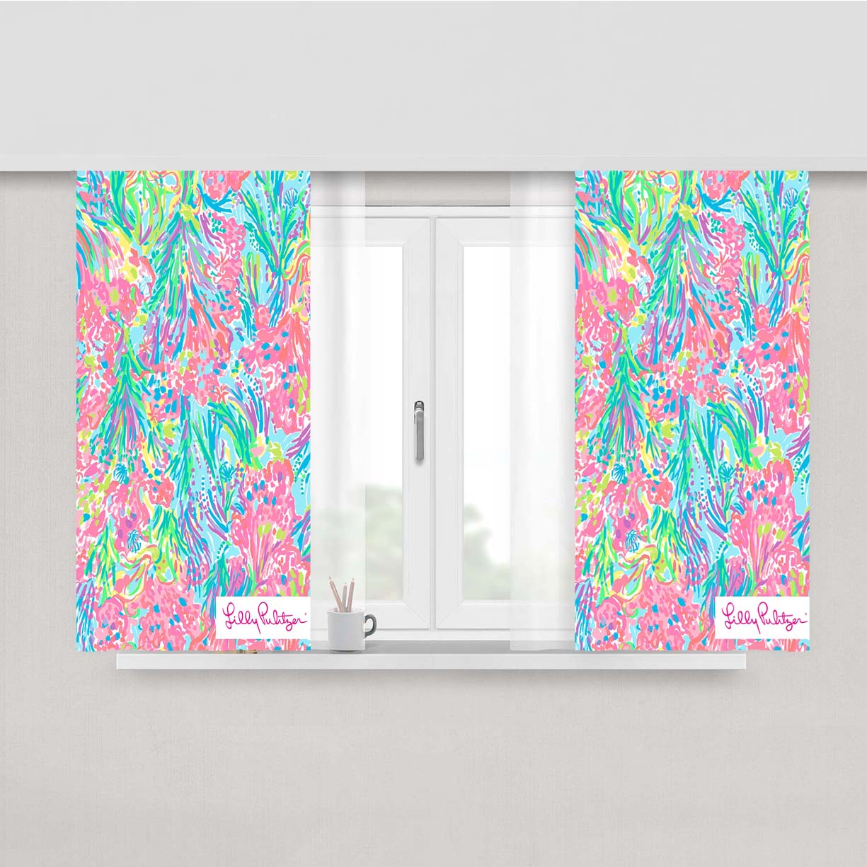 Palm Beach Coral Lilly Pulitzer Peach Skin Window Curtains