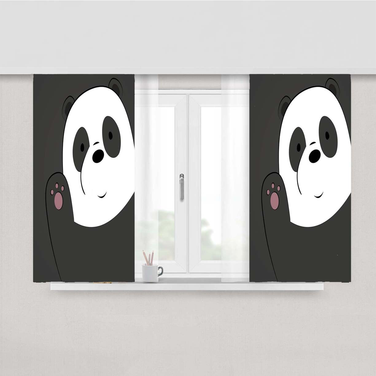 Pan Pan We Bare Bears Peach Skin Window Curtains