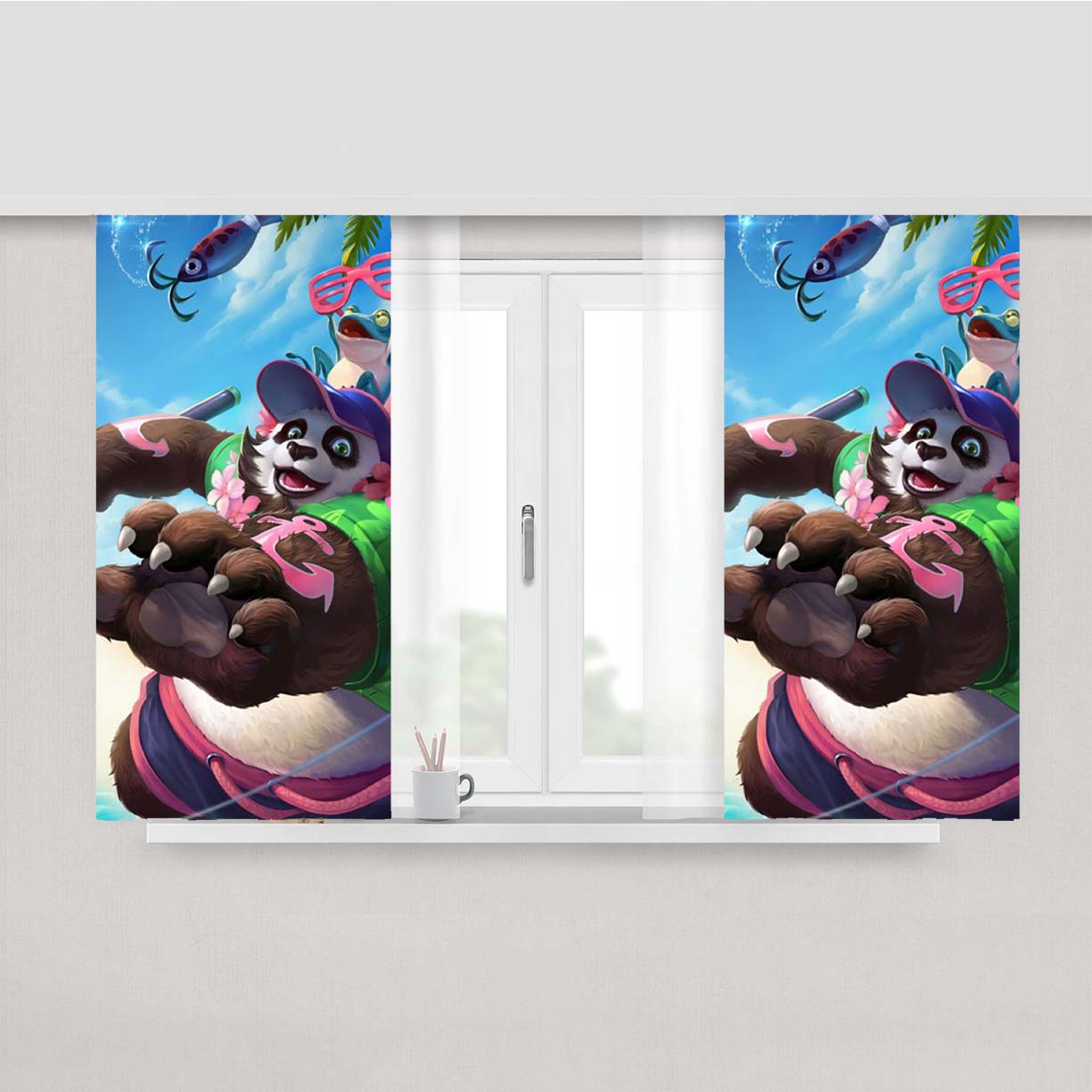 Panda Party Akai Mobile Legend Peach Skin Window Curtains