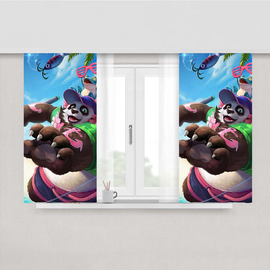 Panda Party Akai Mobile Legend Peach Skin Window Curtains