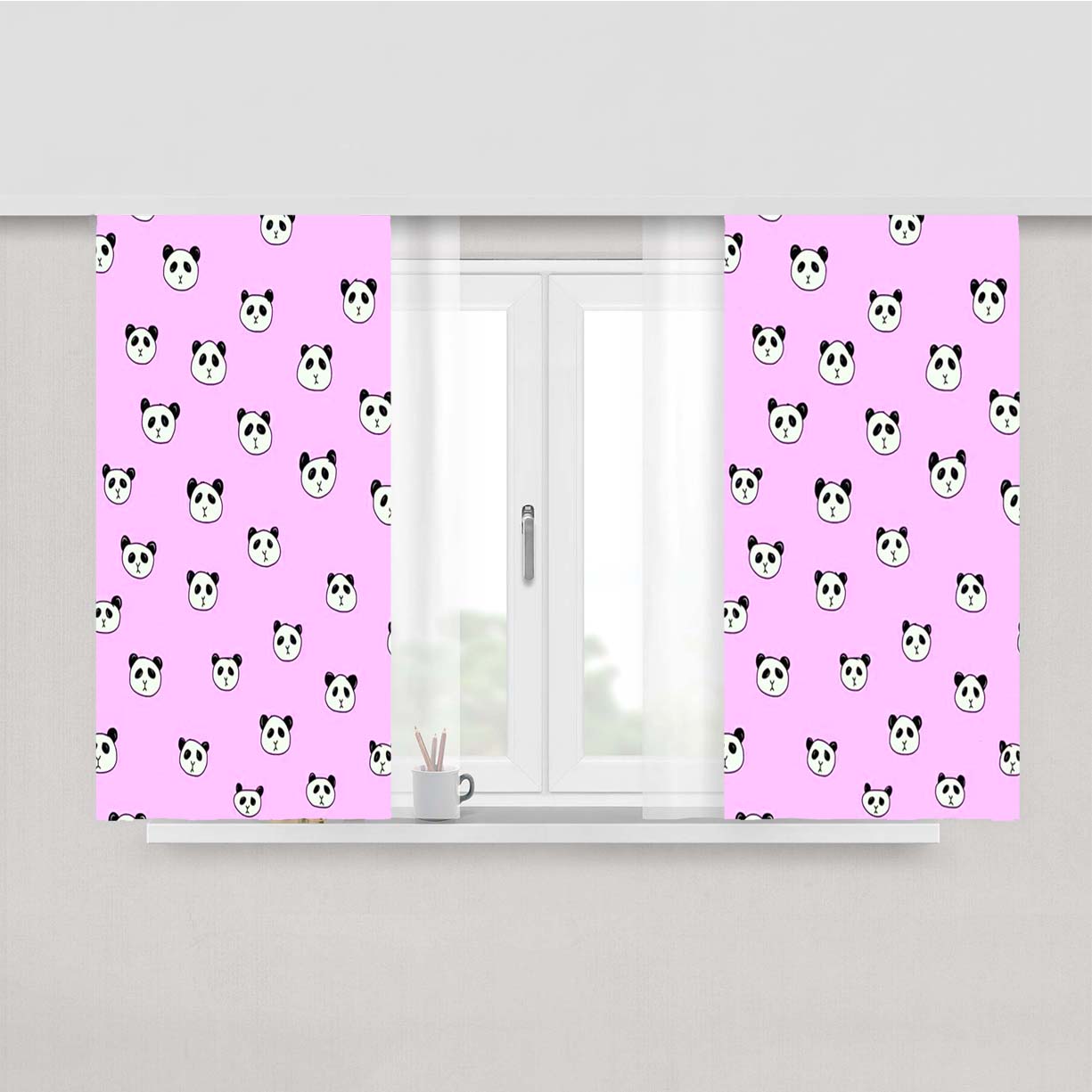 Panda Pink Peach Skin Window Curtains