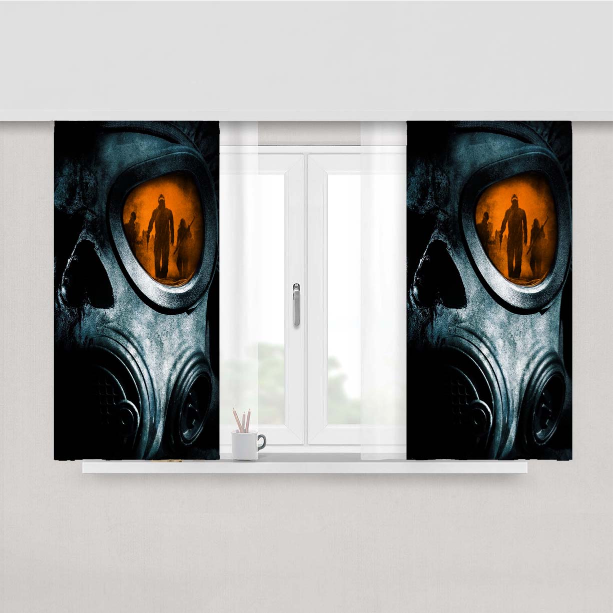 Pandemic Mask Orange Peach Skin Window Curtains