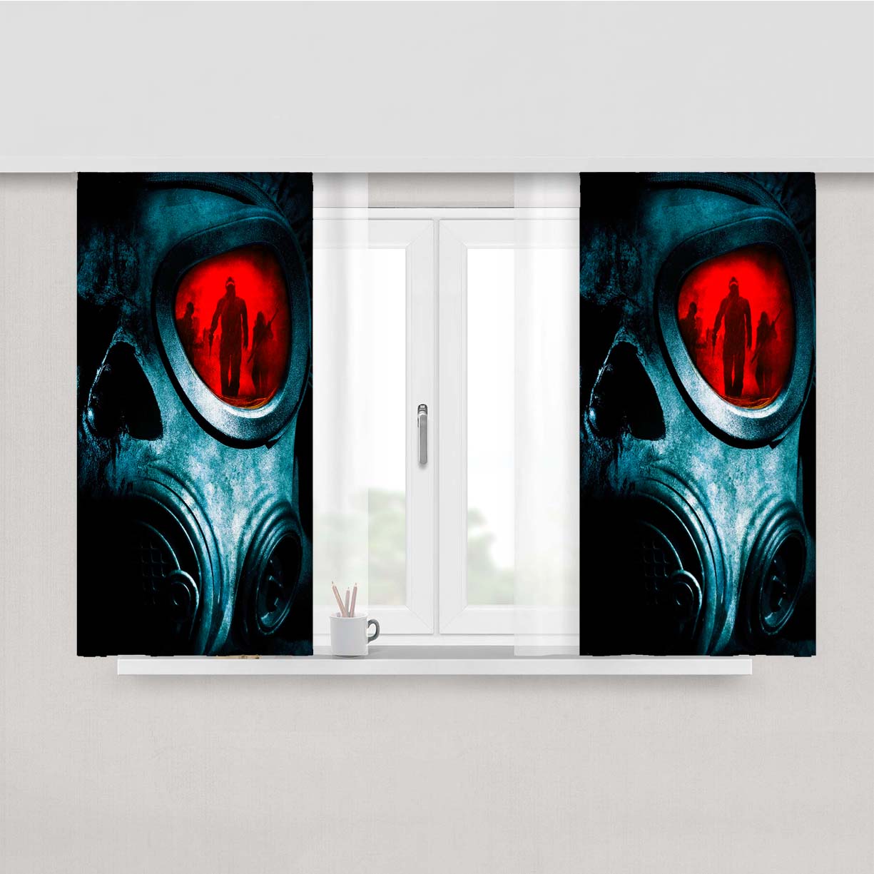 Pandemic Mask Red Peach Skin Window Curtains