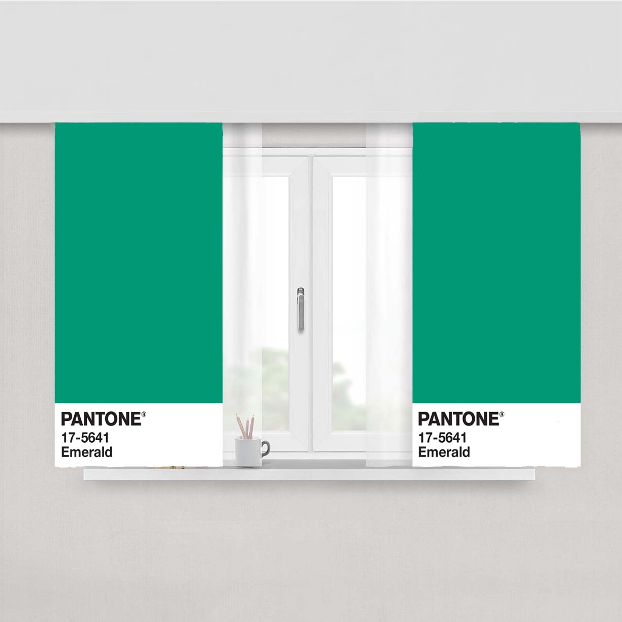 Pantone Emerald Peach Skin Window Curtains